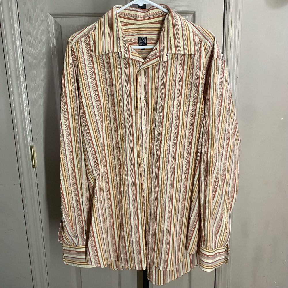Ike Behar New York Mens Stripe Button Down Shirt Large L